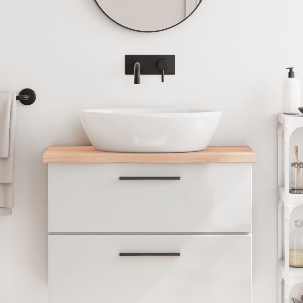Encimera de baño madera maciza sin tratar 80x30x(2-4) cm eerf8087