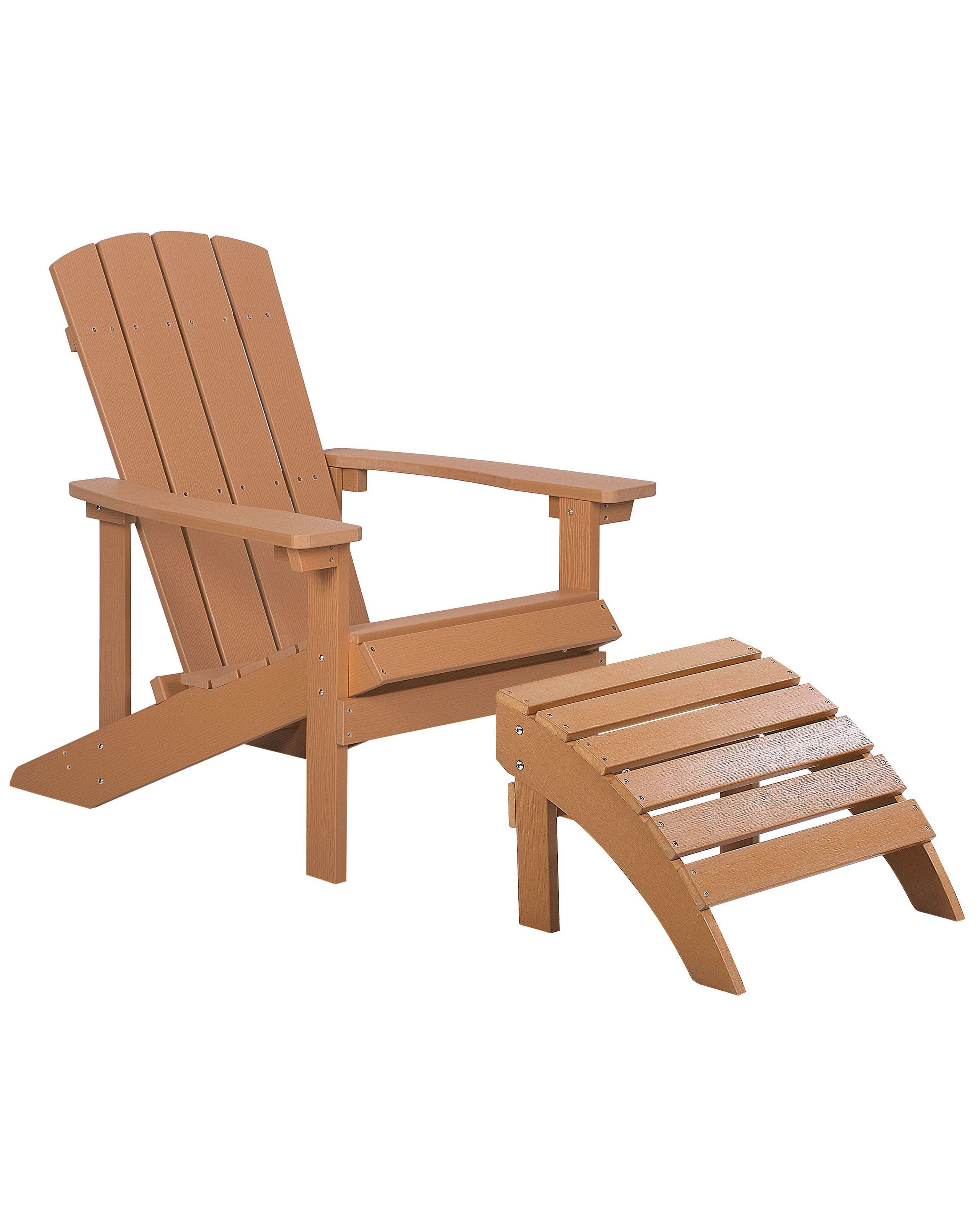 Silla de jardín adirondack con reposapiés marrón