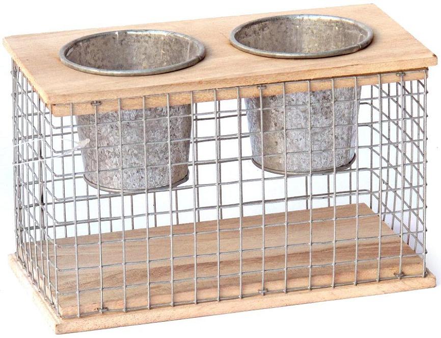 Jardinera pequeña de malla de hierro doble, con 2 macetas