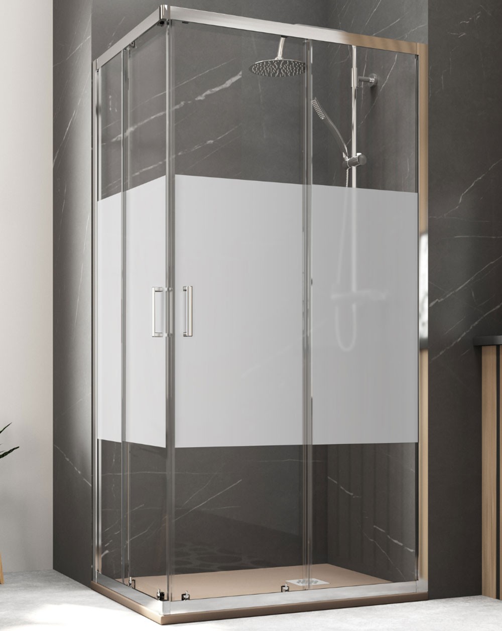 Mampara ducha rectangular angular corredera |serig.|frente 170 lateral 70cm