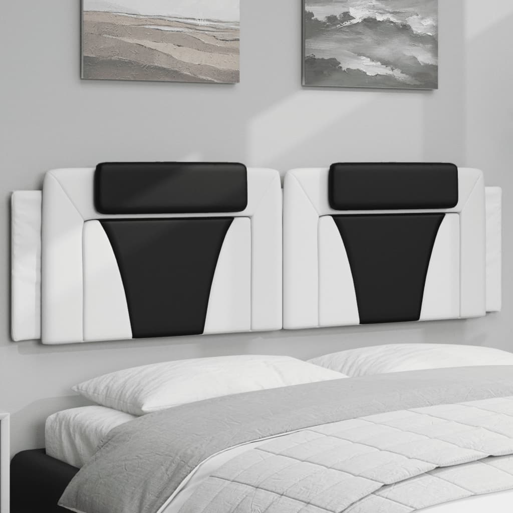 Cabecero de cama acolchado cuero sintético blanco negro 180 cm eso1153