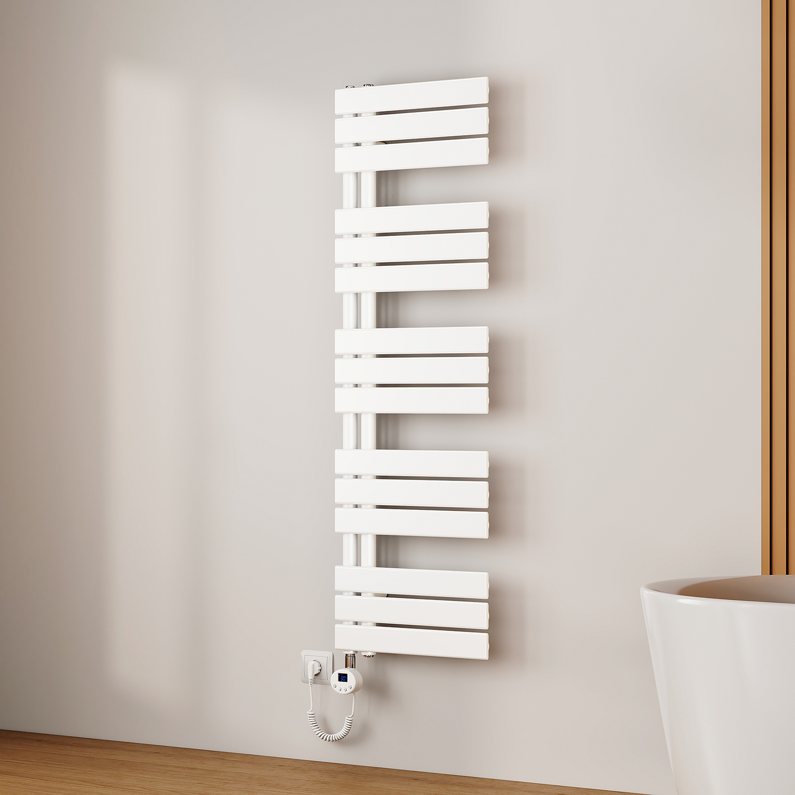 Emke toallero eléctrico 1320x400 mm blanco 600w Wi-Fi detección ventana
