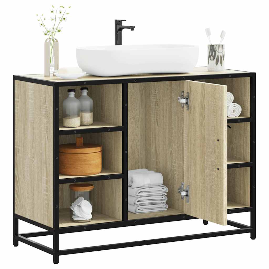 Armario lavabo baño madera ingeniería roble sonoma 80x33x60 cm esb9965