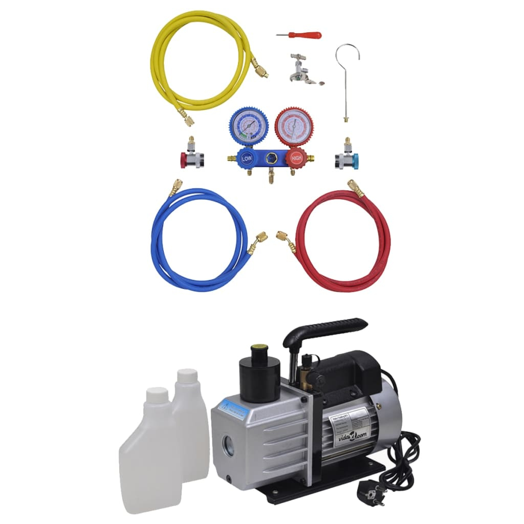 vidaXL bomba de vacío 50 l/min manómetros de 2 vías kit de herramietas