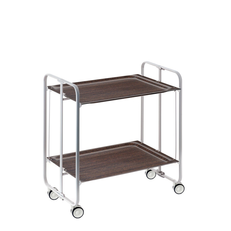 Carrito auxiliar con ruedas bauhaus armazón metálico gris, 2 bandejas