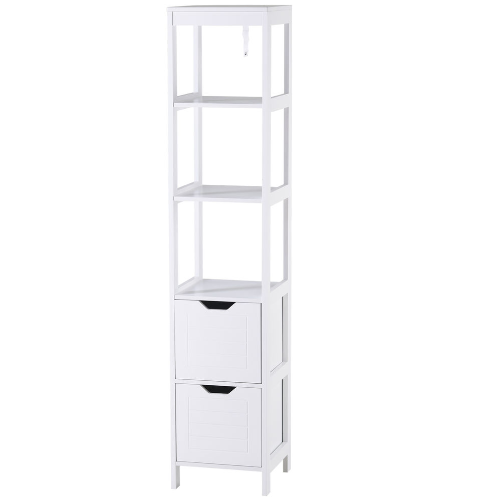 Armario alto de baño 30x30x144 cm tablero de mdf color blanco kleankin