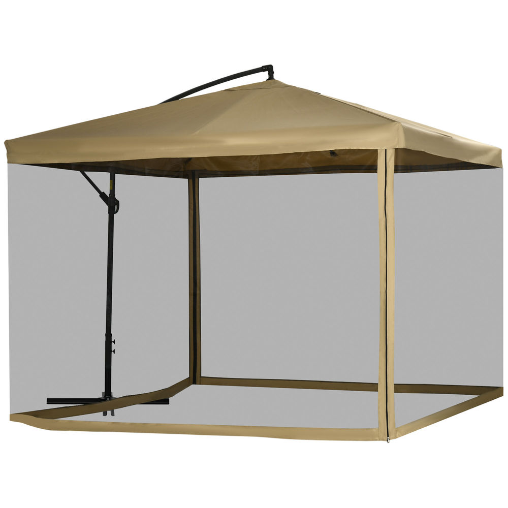 Sombrilla de jardín 296x296x265 cm poliéster, malla, acero color beige