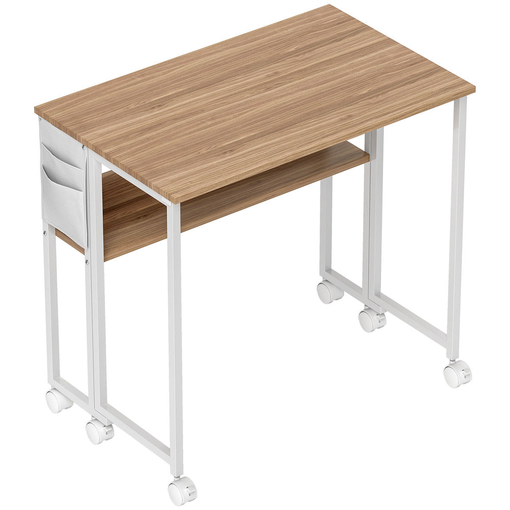 Escritorio plegable 80x50x75 cm mdf, acero color marrón Homcom