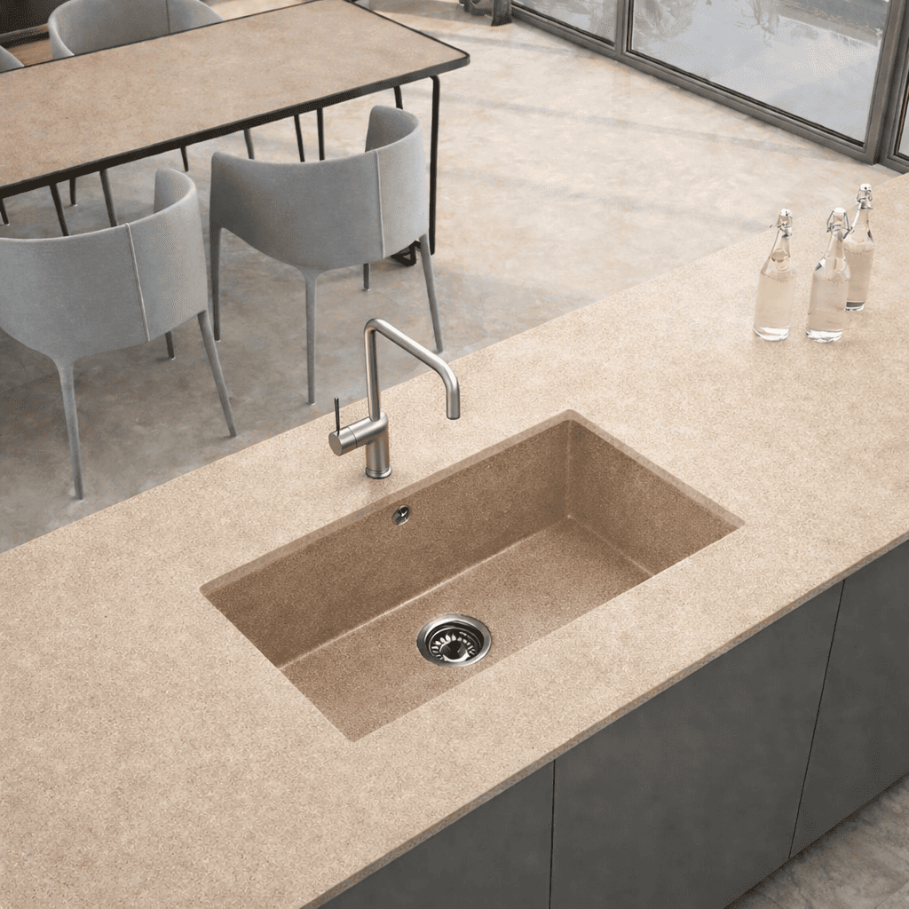 Fregadero cocina vali bajo encimera 81,5x51 cm resina arena