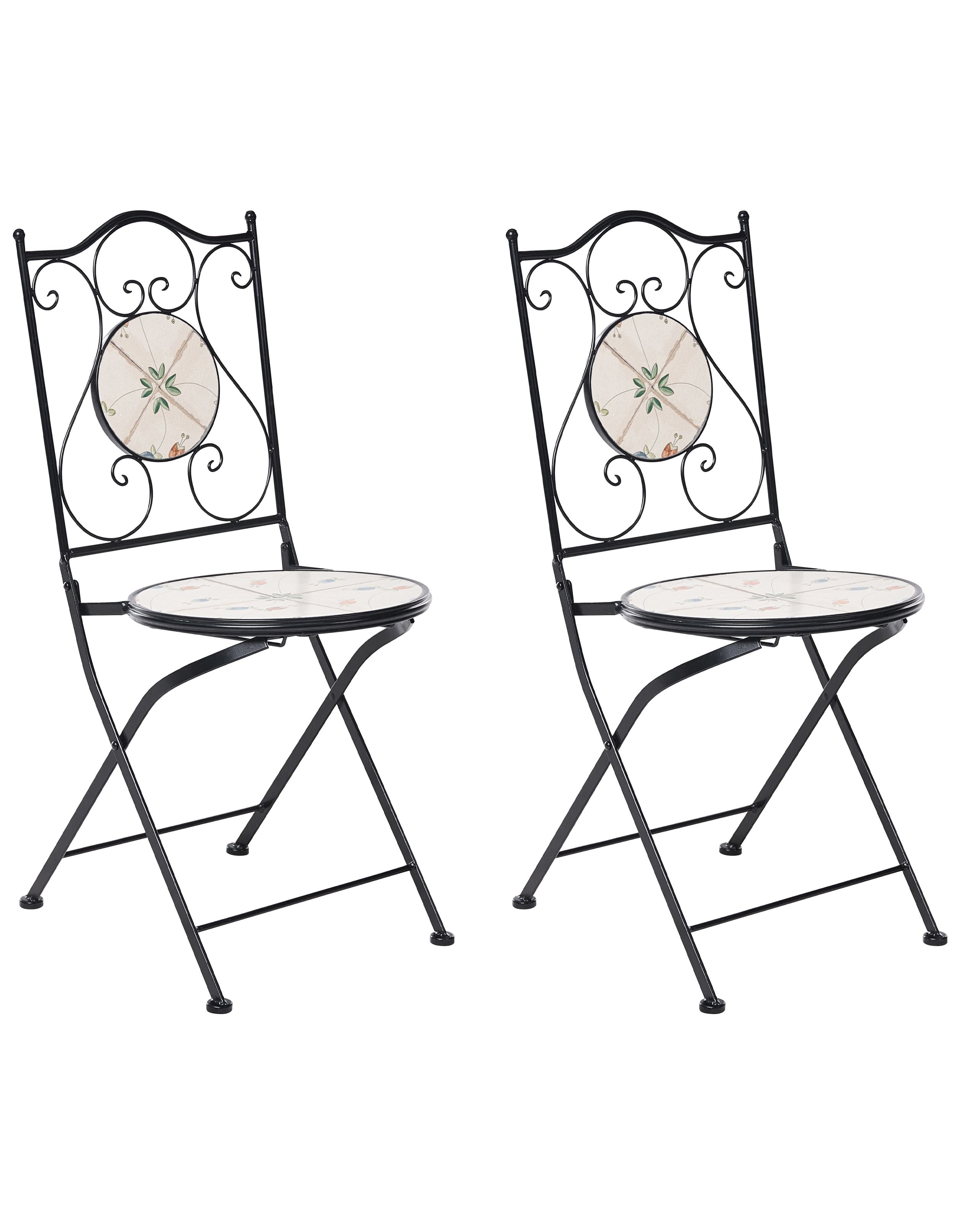 Conjunto de 2 sillas de jardín carona plegable metal negro