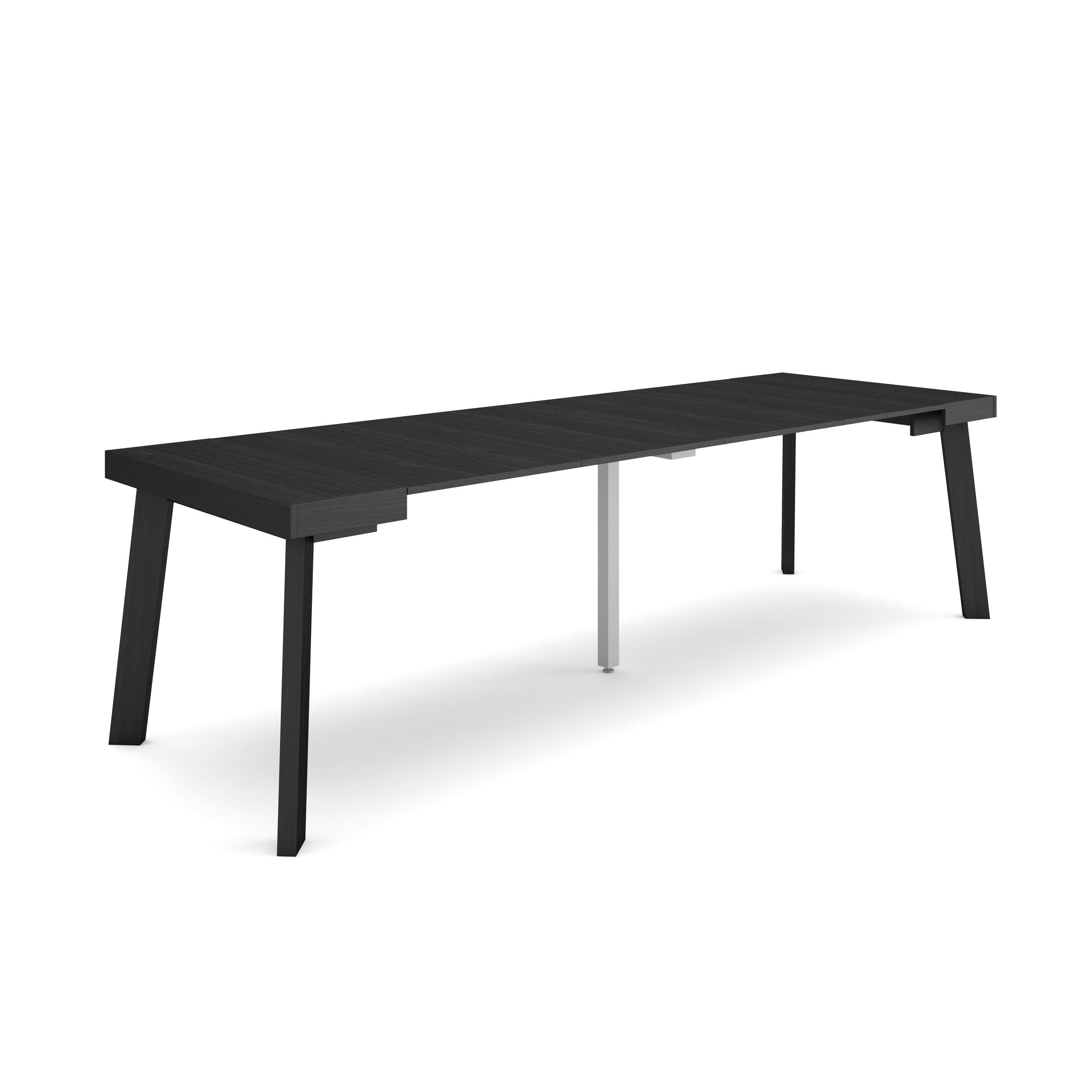Mesa consola extensible, 58/262x90x73cm, negro, patas de madera rf3031