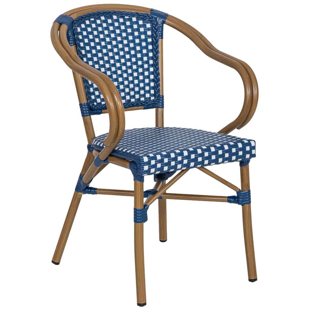 Silla de ratán sintético azul 57x57x84cm