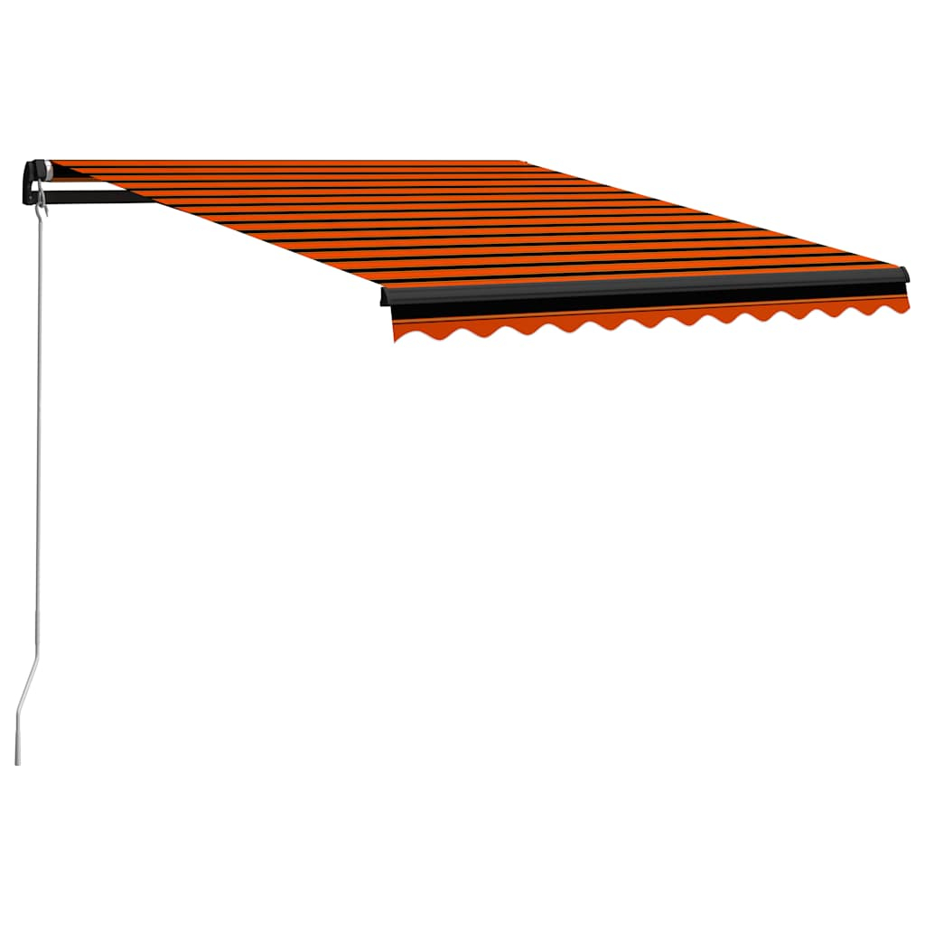vidaXL toldo retráctil manual con LED naranja y marrón 300x250 cm