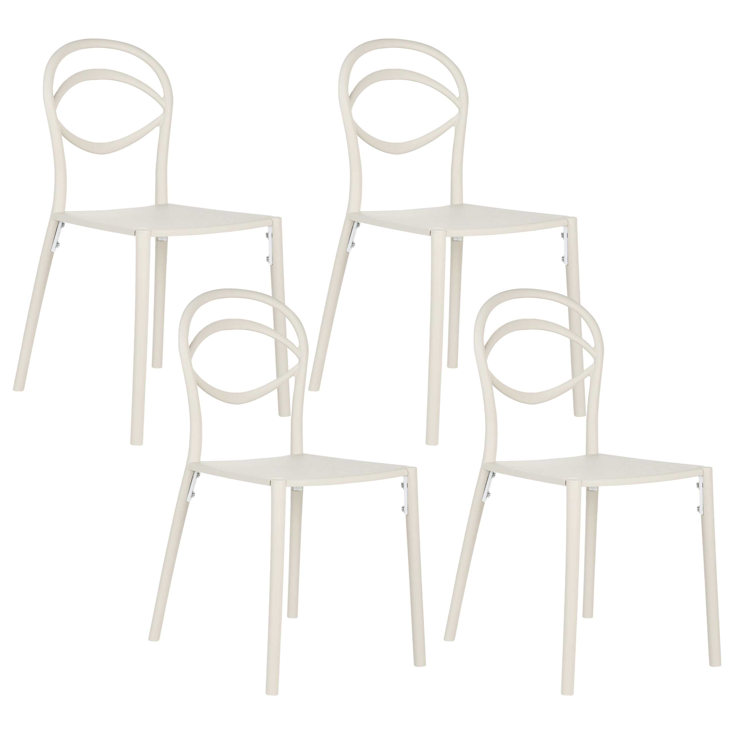 Conjunto de 4 sillas de jardín covolo blanco crema