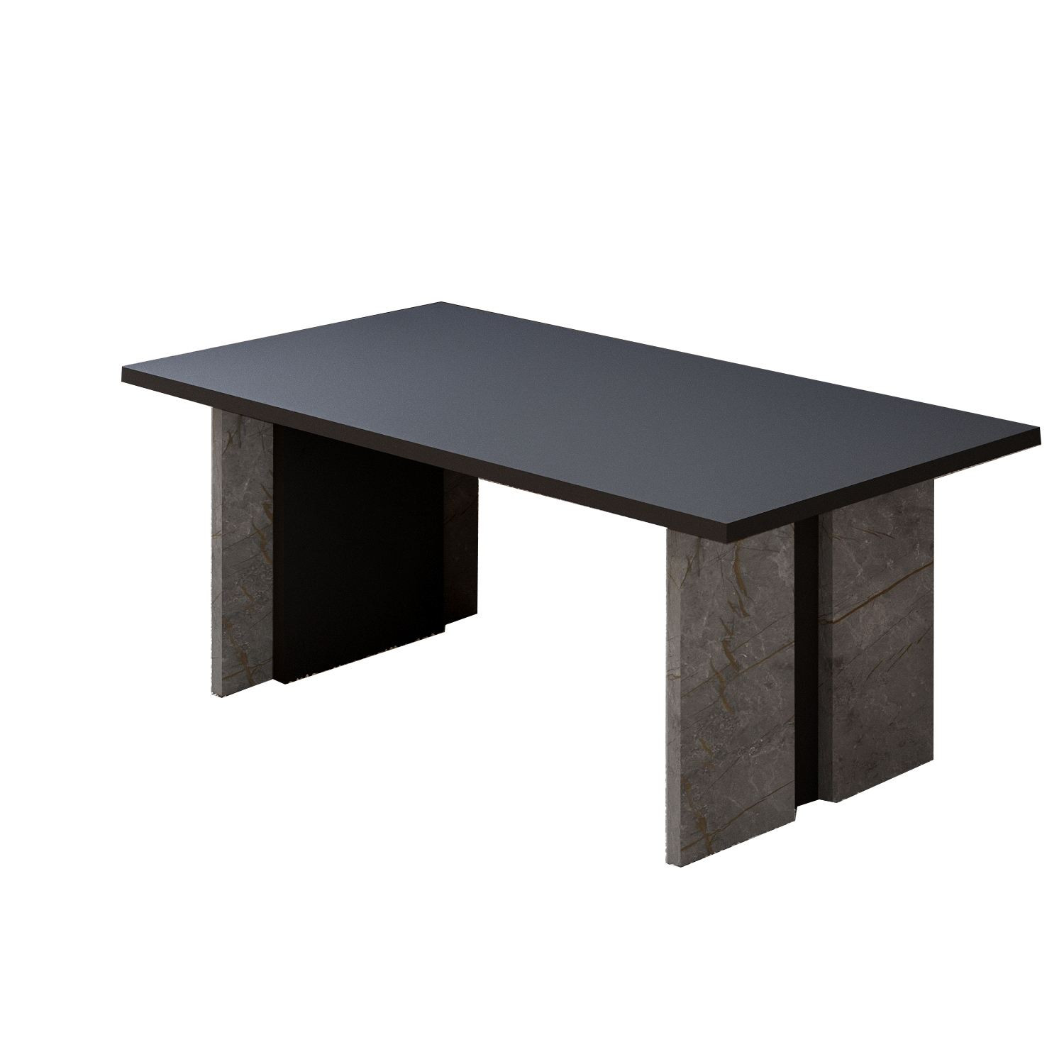 Mesa baja de madera "ravello" - 90 x 50 x 40 cm - gris antracita jaspeado