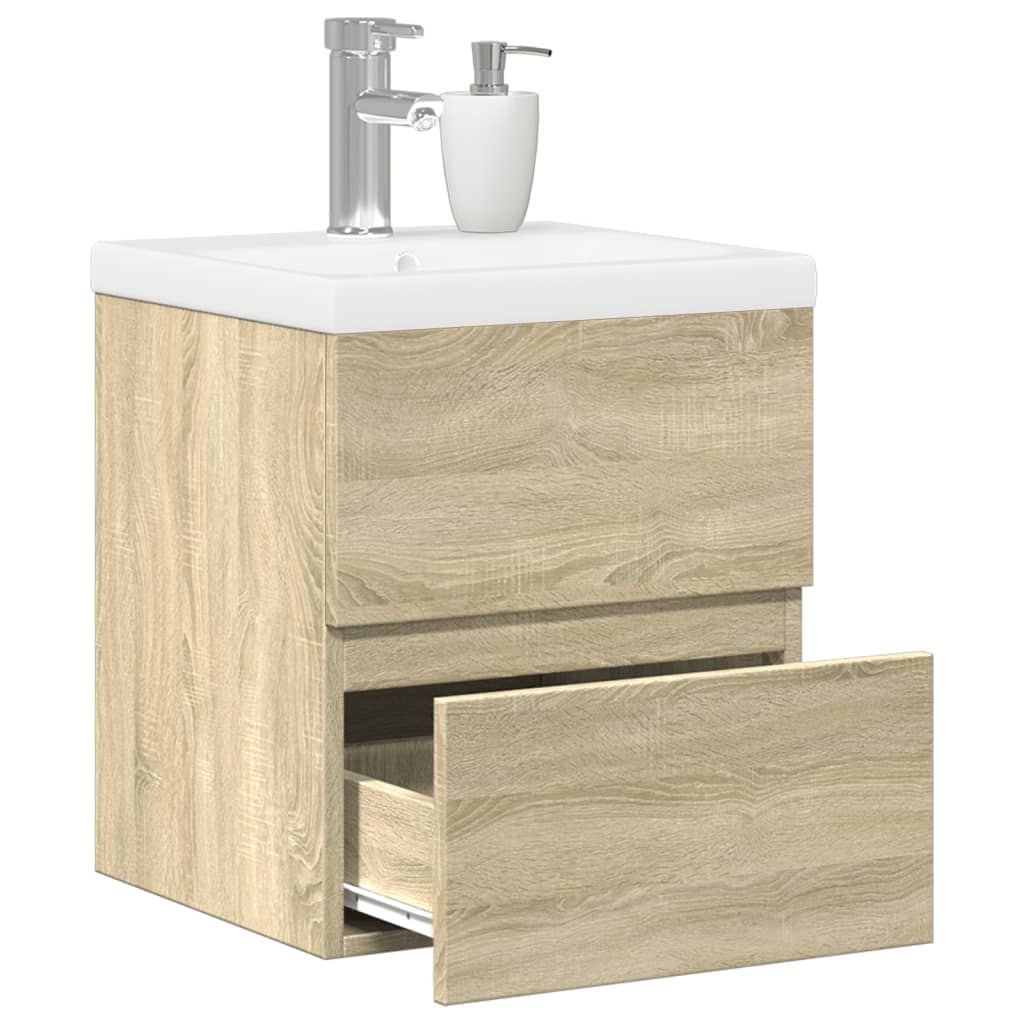 Set de muebles de baño 2 pzas madera contrachapada roble sonoma esb3333