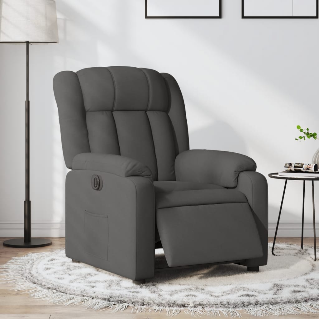 Sillón reclinable eléctrico de tela gris oscuro qweo6038