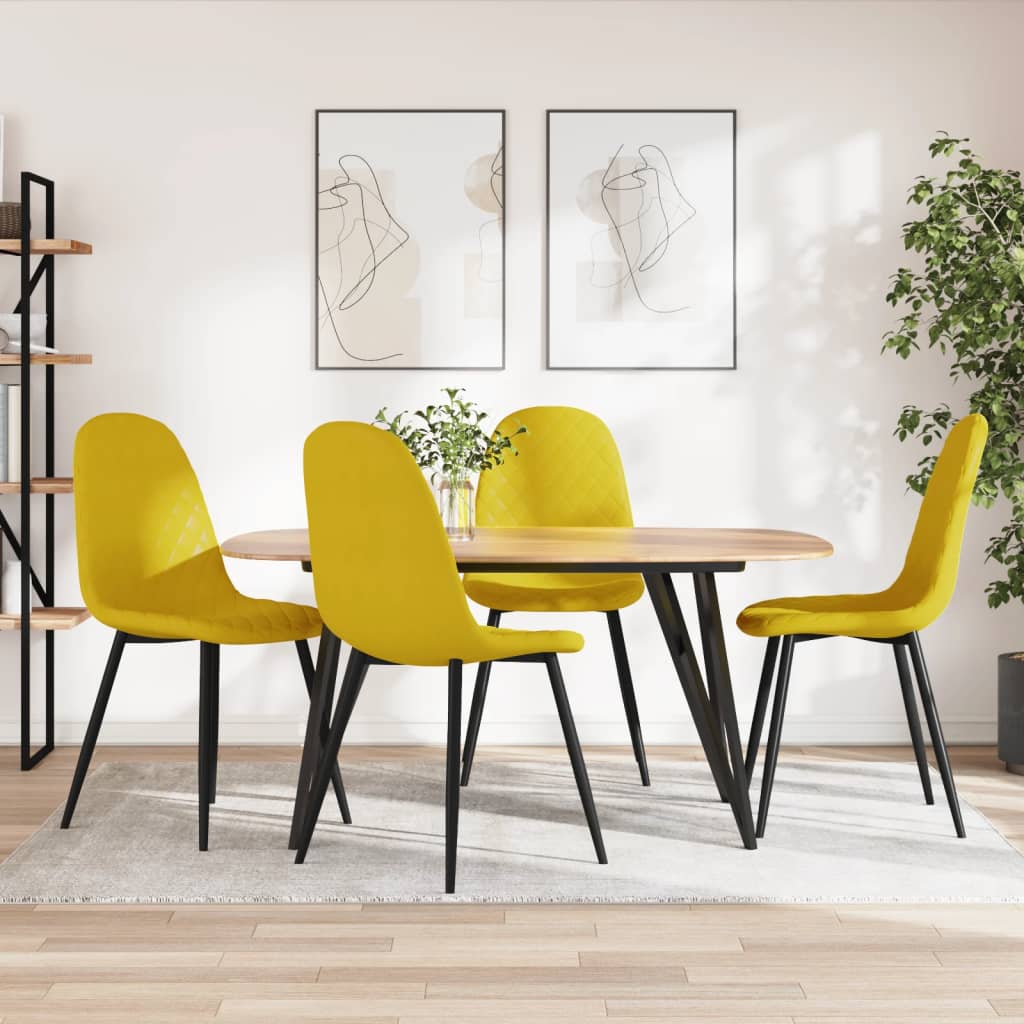 Sillas de comedor 4 uds terciopelo amarillo mostaza qweo5591