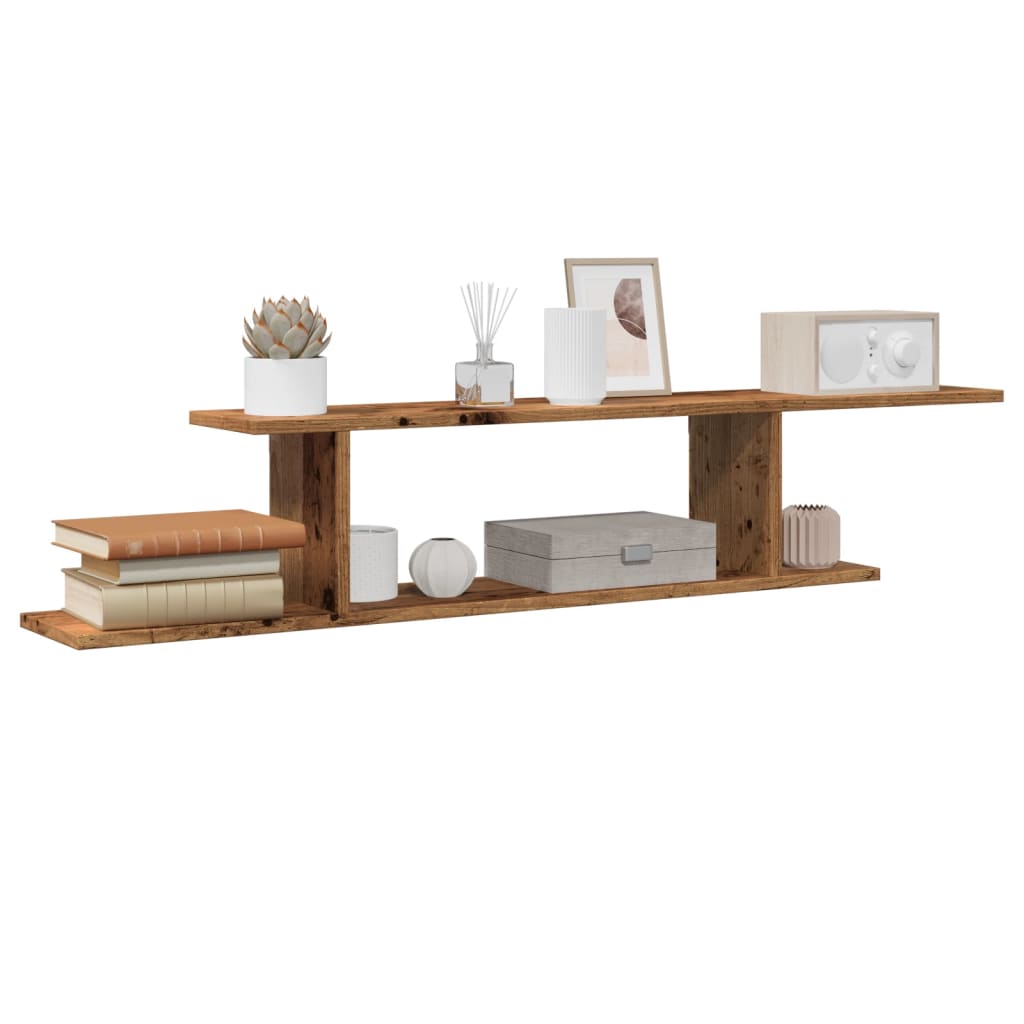 Estante de pared de tv madera ingeniería envejecida 125x18x23cm