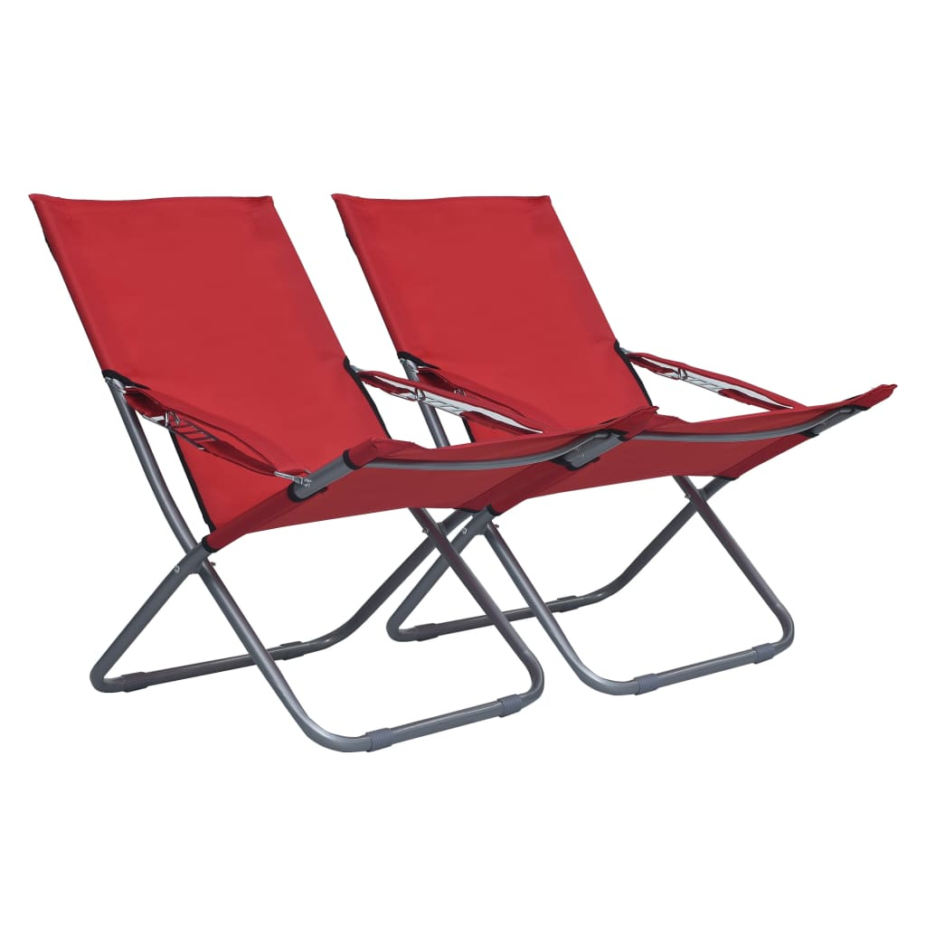 vidaXL sillas de playa plegables 2 unidades tela rojo