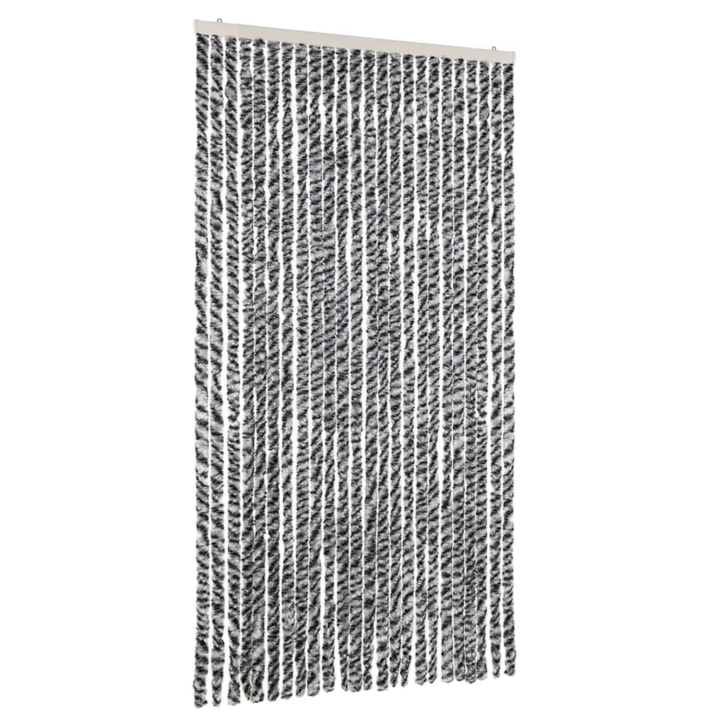 vidaXL cortina antimoscas chenilla gris negro y blanco 100x230 cm