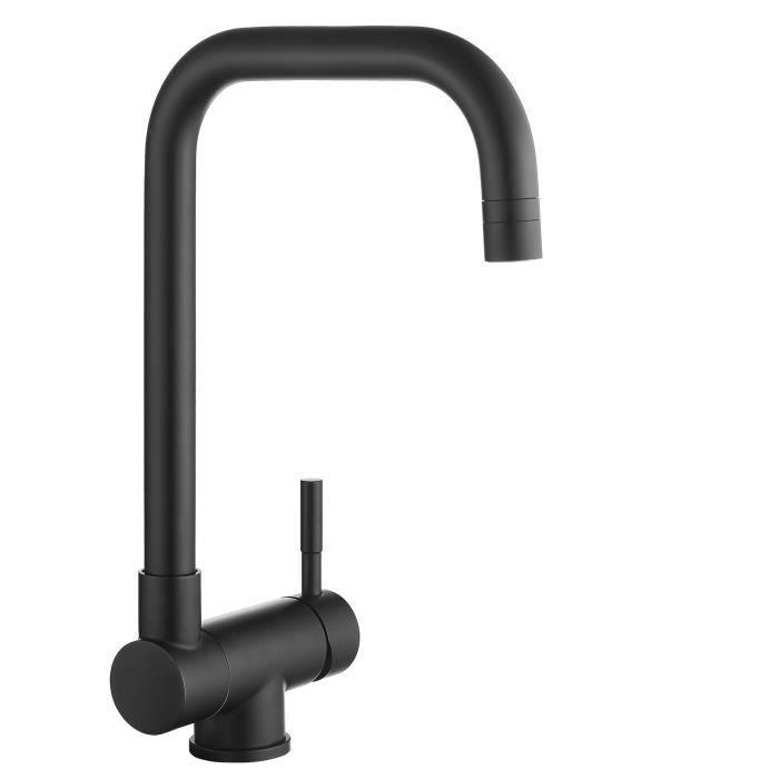 Grifo de cocina cecipa - acero inoxidable 304 - giratorio 360° - negro