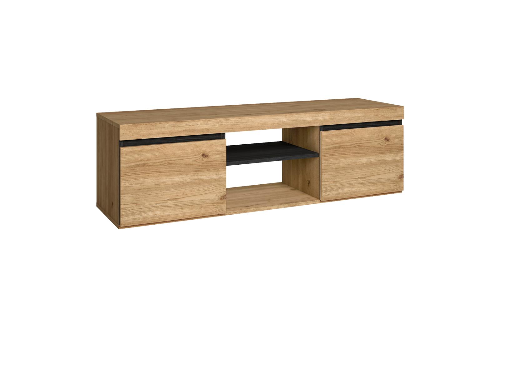 Mueble de tv, roble y negro, 140x40x41cm