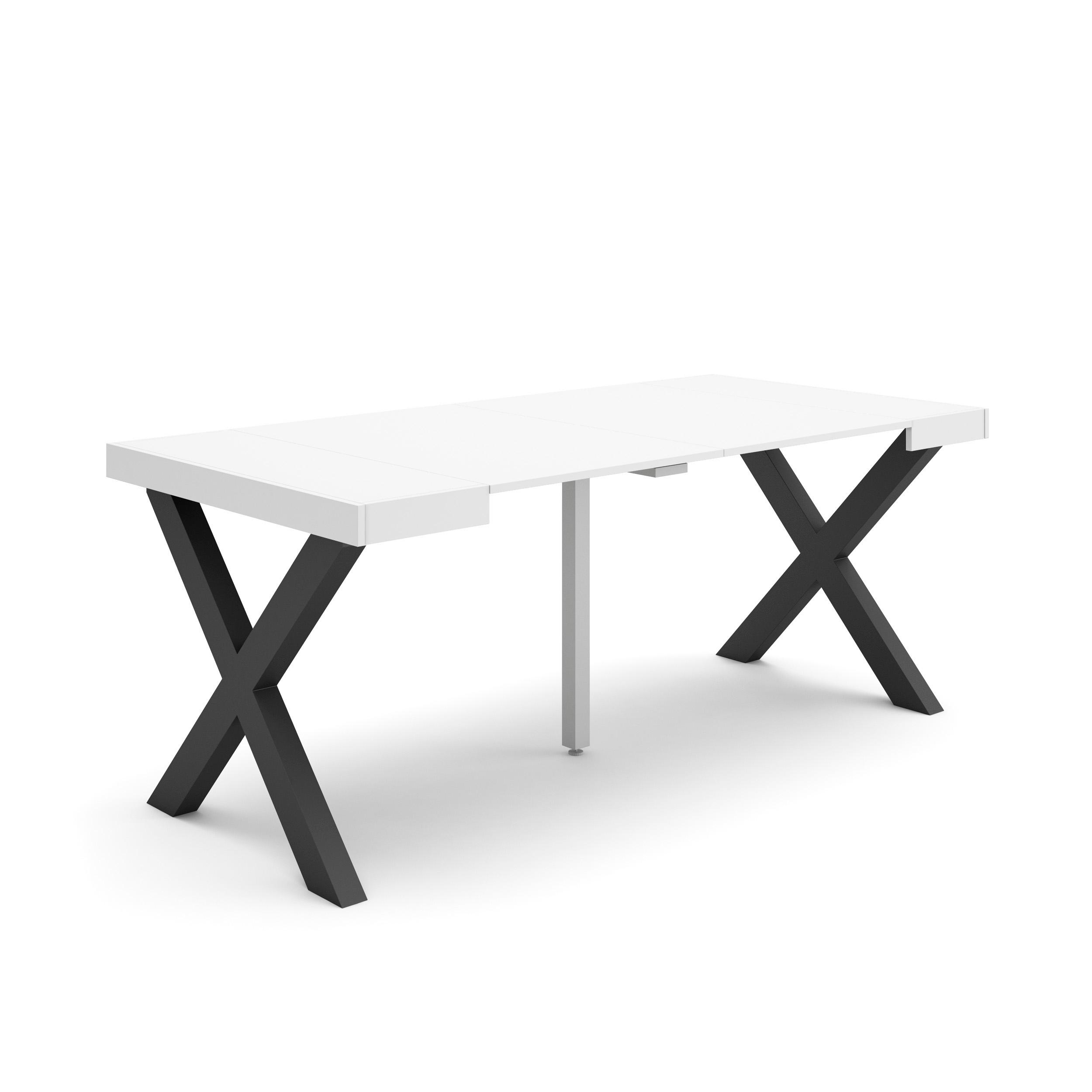 Mesa consola extensible, 180x90x73cm, blanco, patas madera maciza rf2764