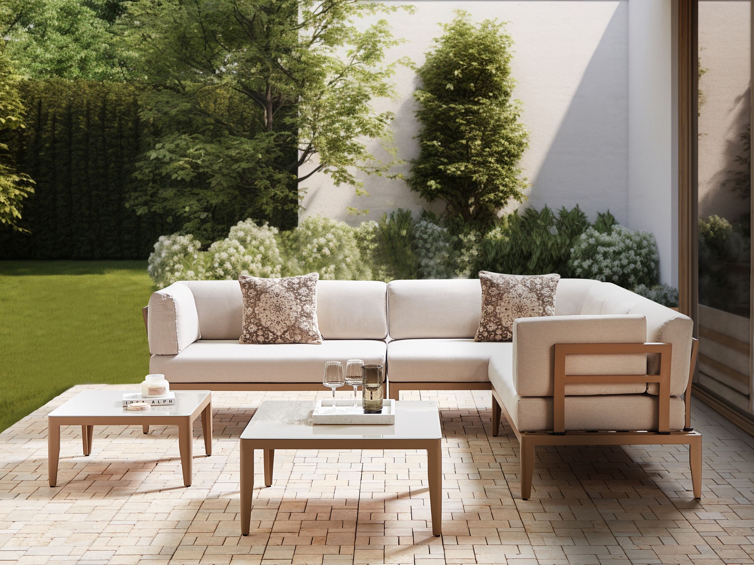 Conjunto de jardín beige oscuro rima iii