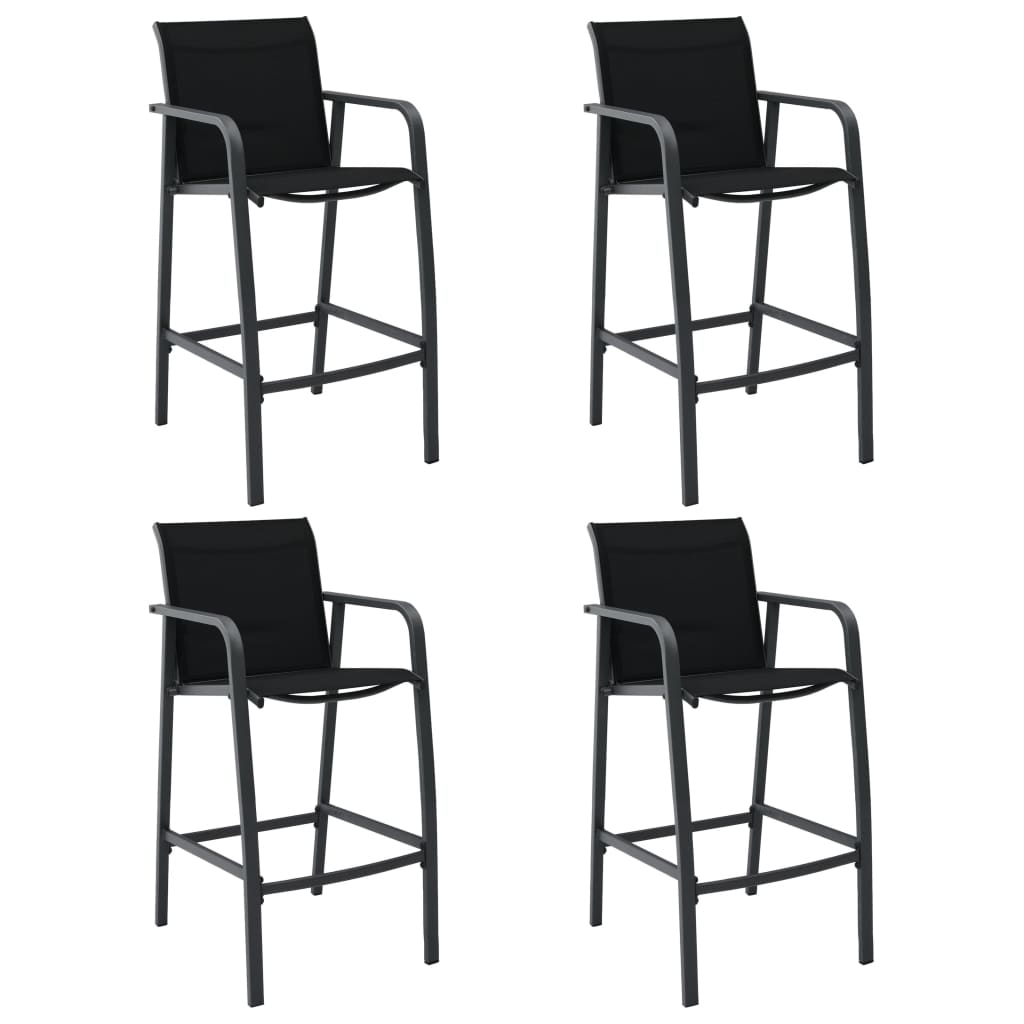 vidaXL sillas altas de jardín 4 unidades textilene negro