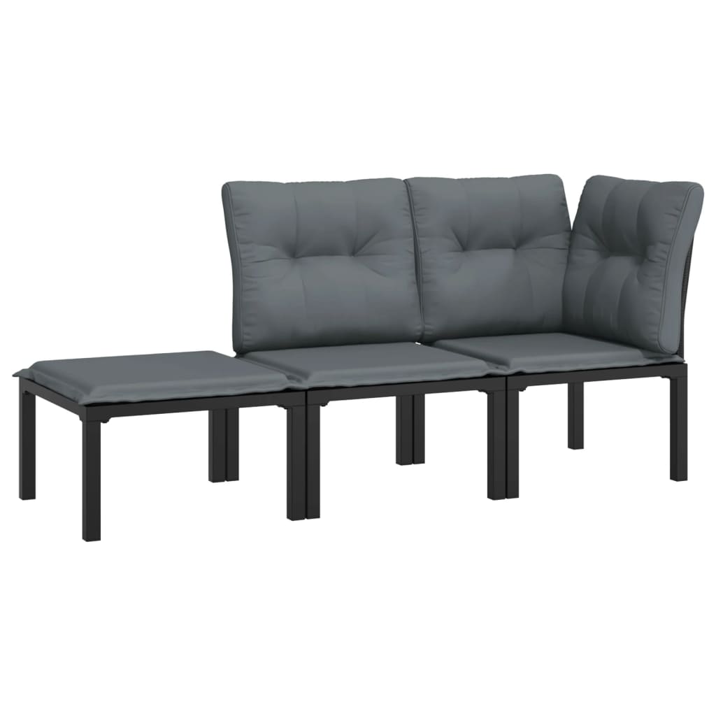 vidaXL juego de muebles jardín 3 pzas ratán sintético negro y gris