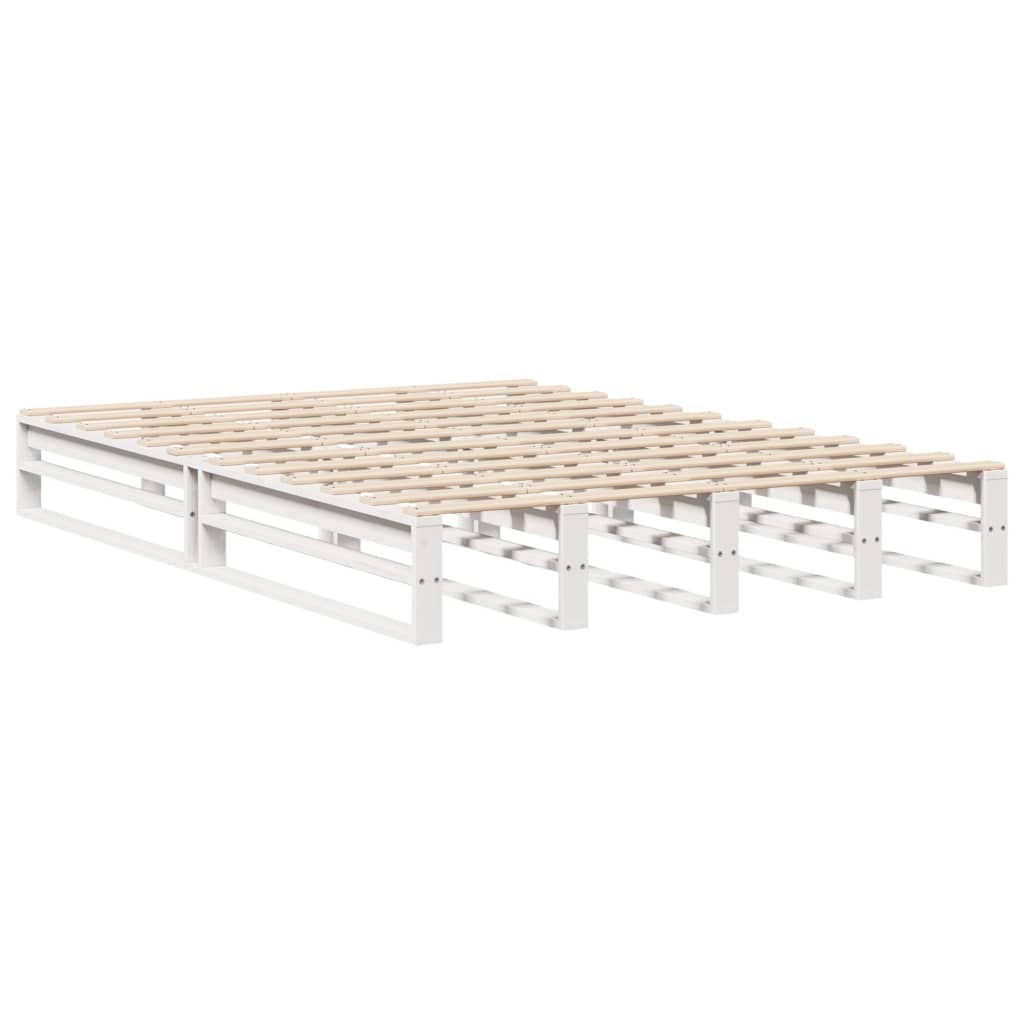 vidaXL estructura de cama sin colchón madera de pino blanco 135x190 cm