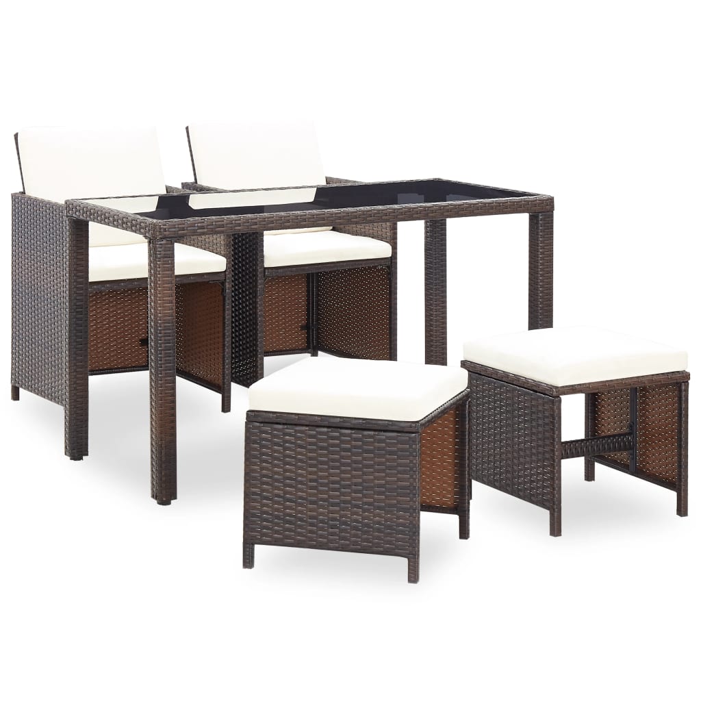 vidaXL set comedor de jardín 5 piezas y cojines ratán sintético marrón