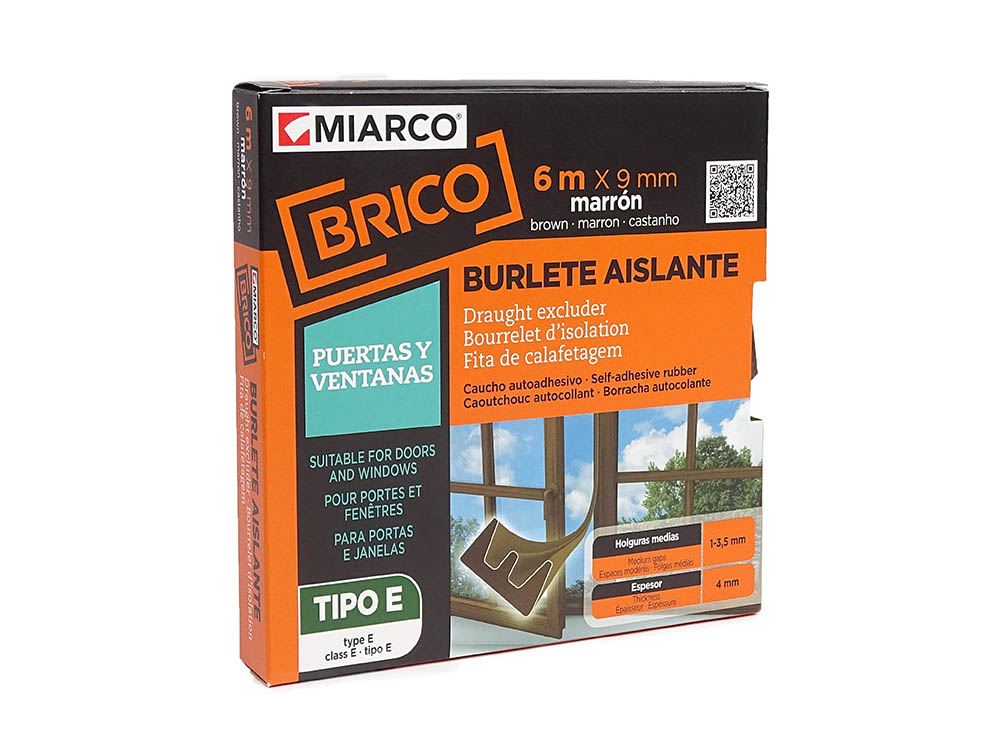 Burlete caucho tipo e marron 9mm×6 10764 miarco