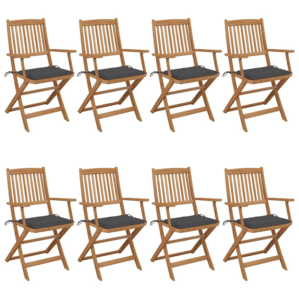 vidaXL sillas de jardín plegables 8 uds madera maciza acacia y cojines