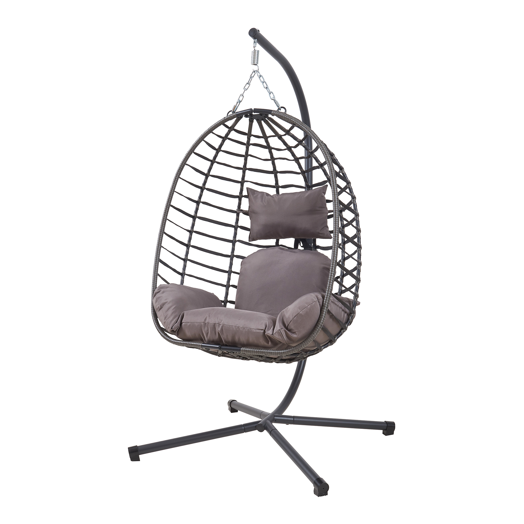 Silla coLGante kandsvas con soporte y cojín 196x110x95cm - gris [en.casa]