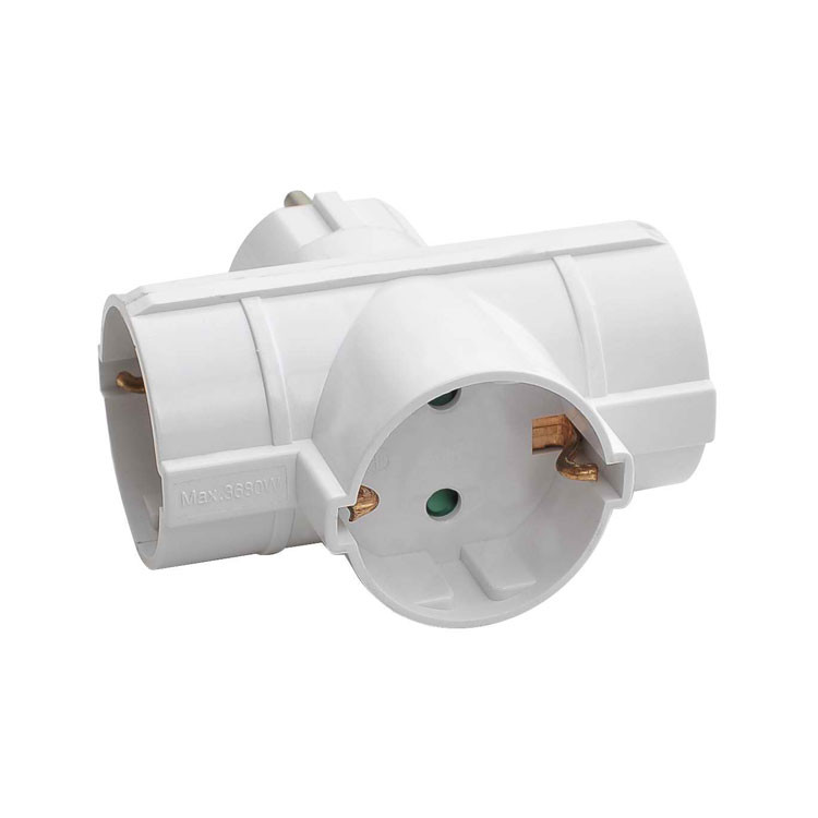Adaptador/conector 3 tomas schuko lateral blanco 7hsevenon