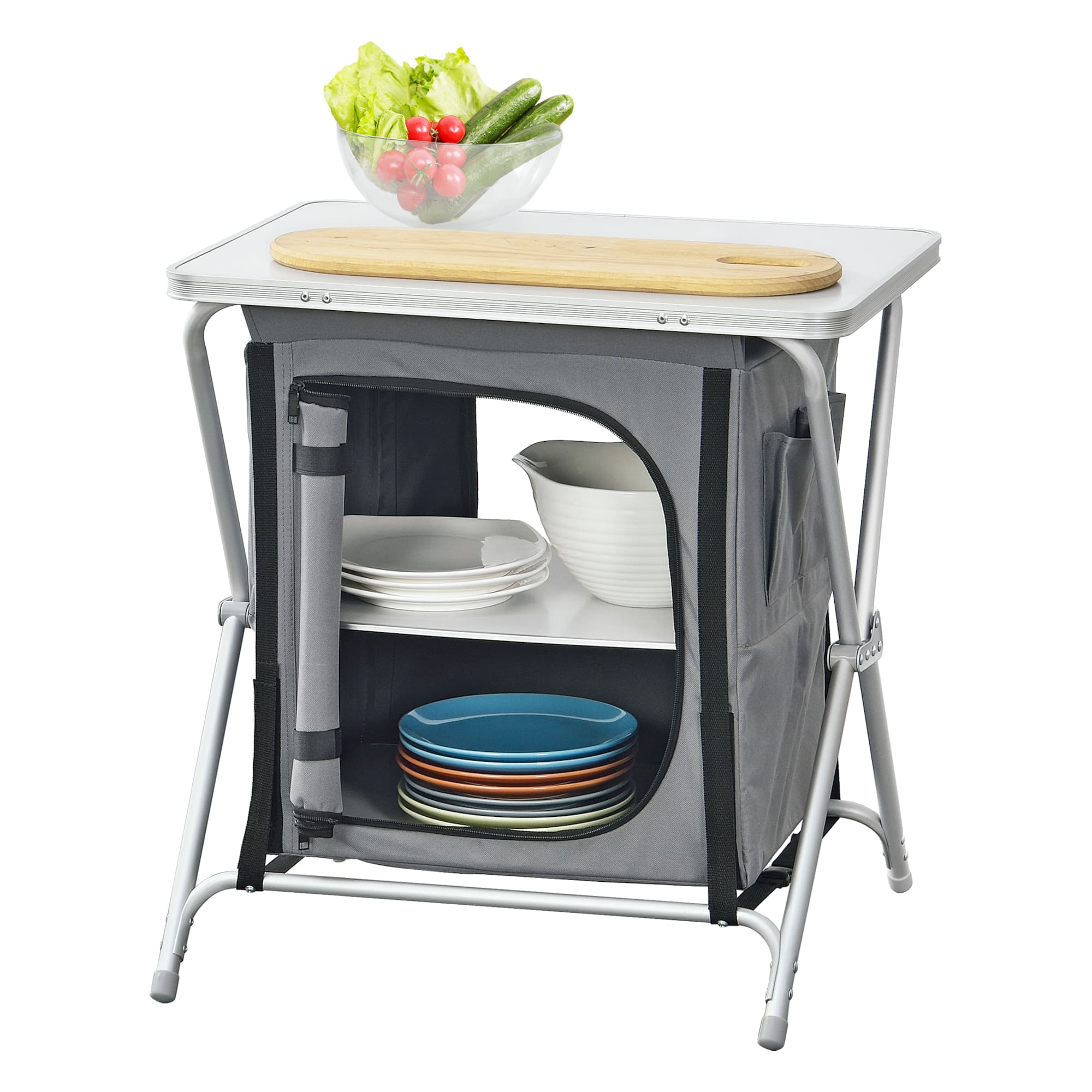 Mesa de camping con 2 estantes tullinge 64 x 60 x 45 cm cm gris oscuro