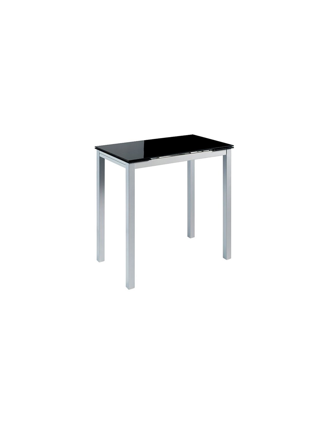 Momma Home mesa cocina alta extensible Calcuta, cristal negro patas metal