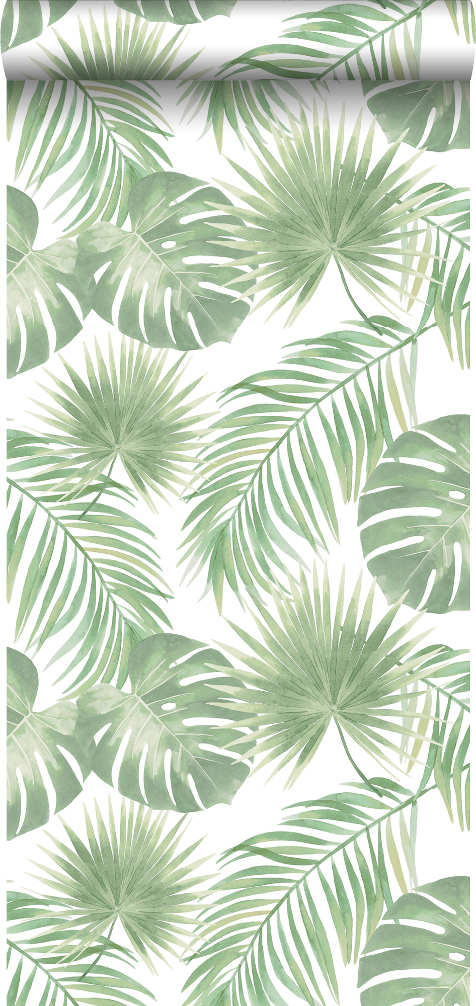 Walls4you papel pintado hojas tropicales verde claro - 53 cm x 10.05 m