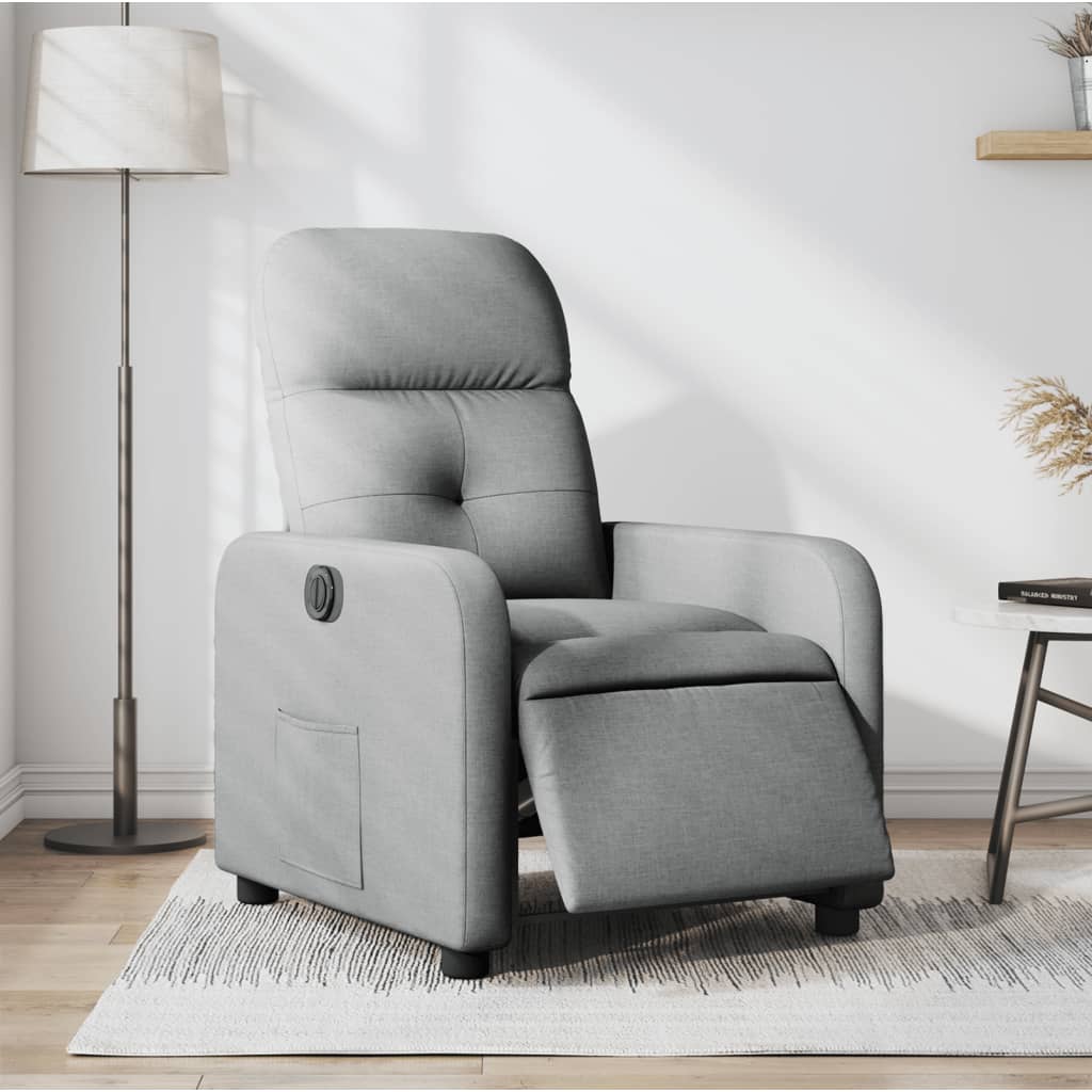 Sillón reclinable eléctrico tela gris claro qweo6531