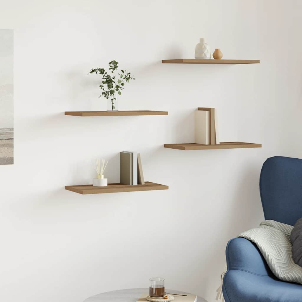 Estantes pared 4 ud madera ingeniería roble artisan 40x20x1,5cm