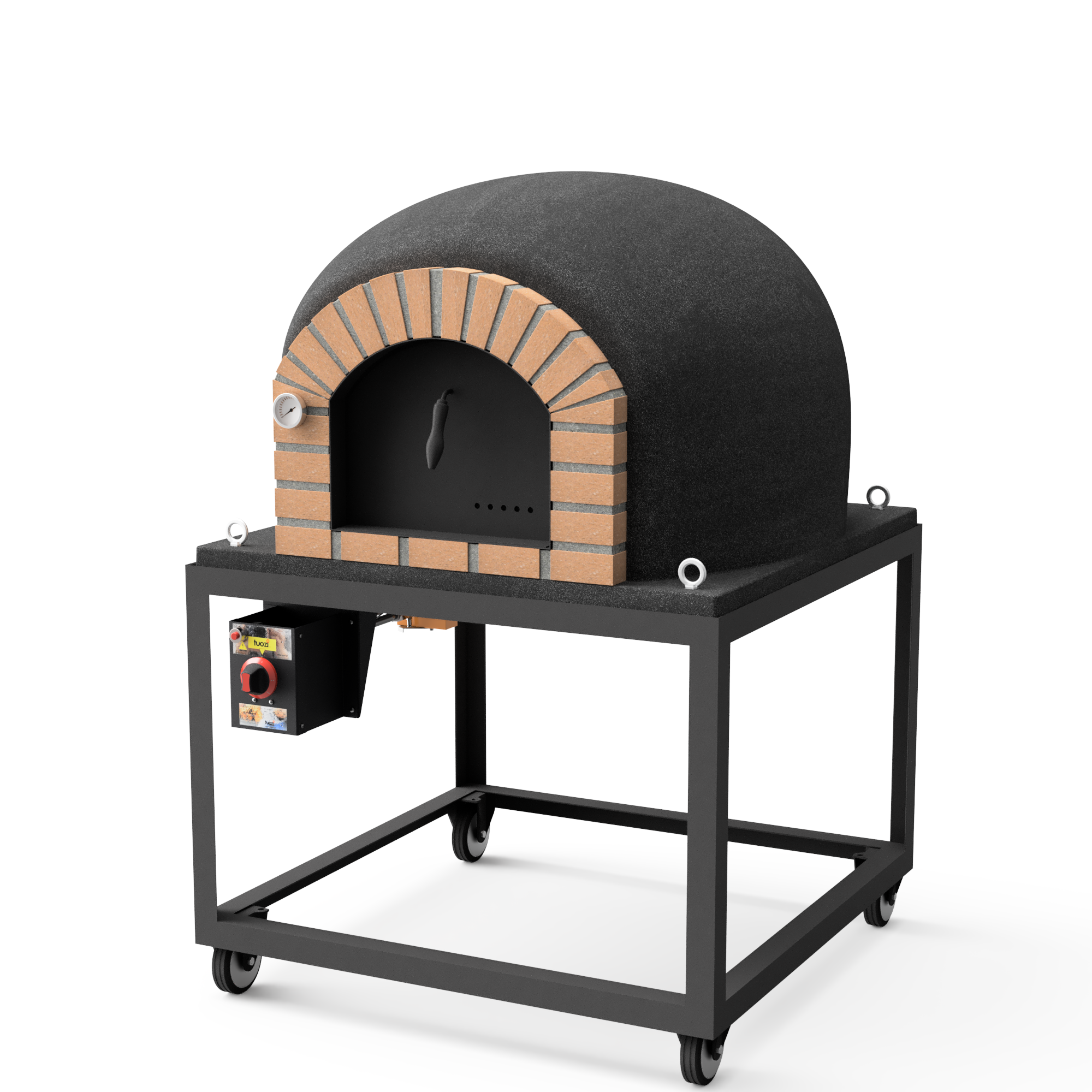 Horno de leña exterior de obra modelo stromboli negro - 80x80x152cm
