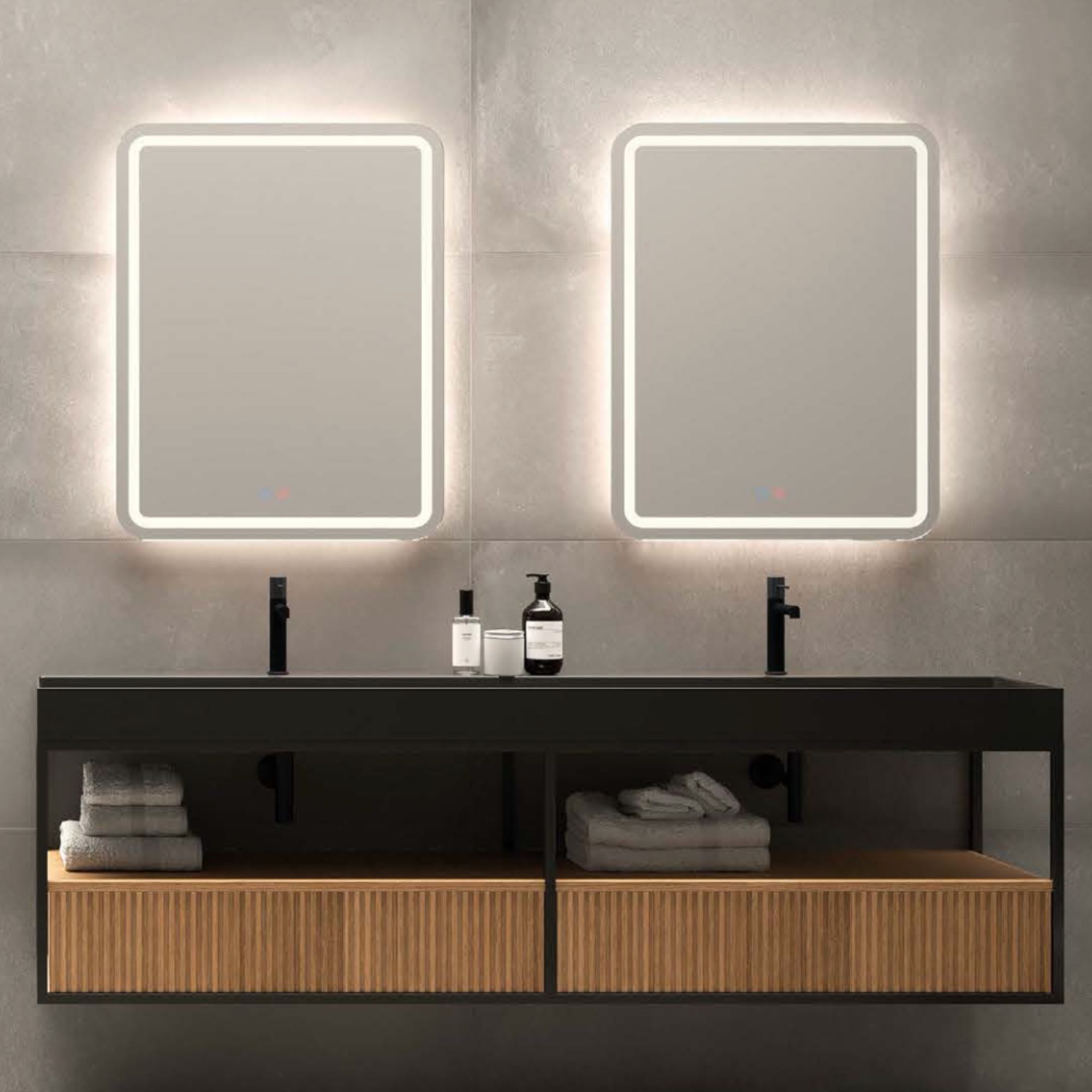 LEDimex-espejo grecia 90x80 LED cantos redondeados frontal