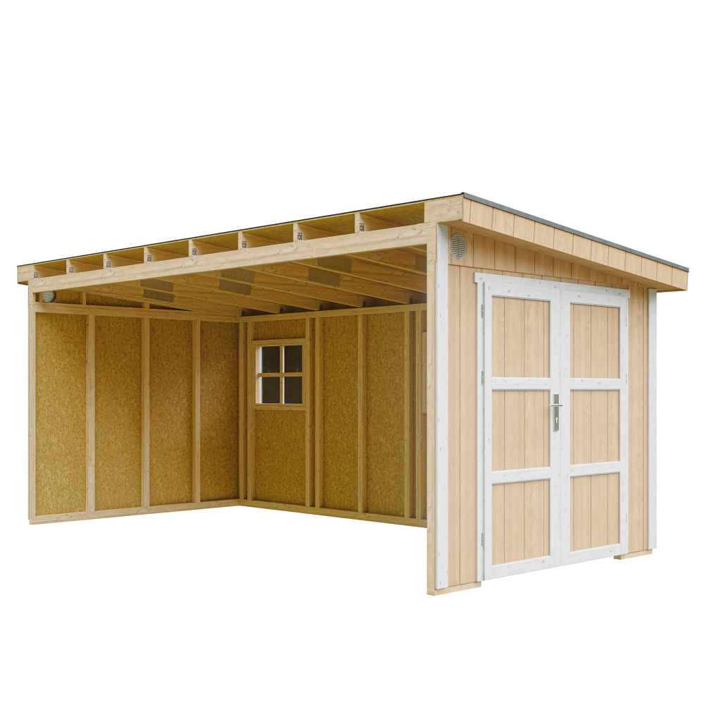 Caseta de jardín Timbela m940b-harvest honey, 11,47 m², premium, sin suelo
