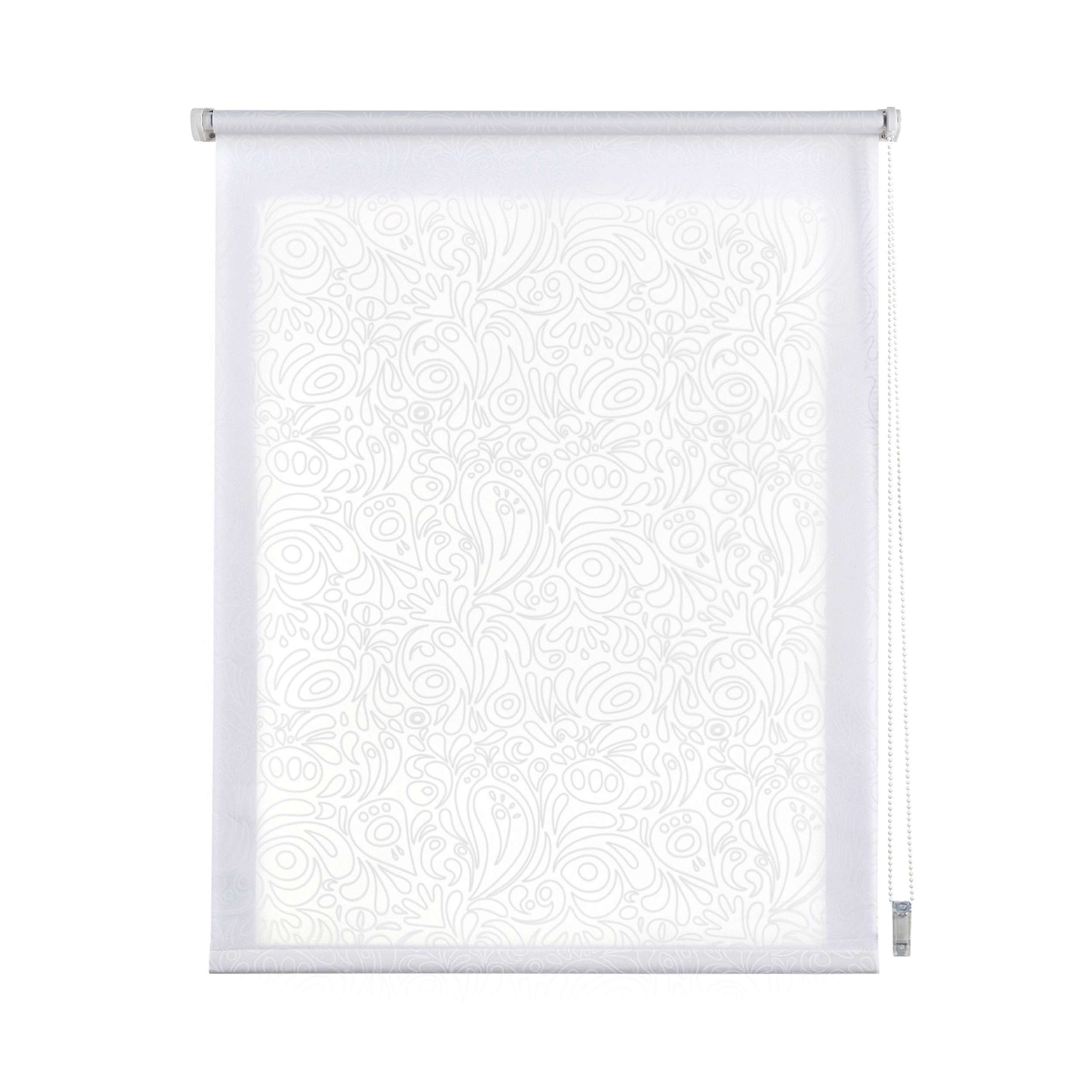 Estor enrollable estampado traslúcido blanco cachemira, 90 x 180cm