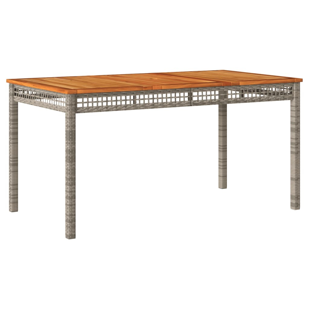vidaXL mesa de jardín ratán sintético madera acacia gris 140x80x75 cm