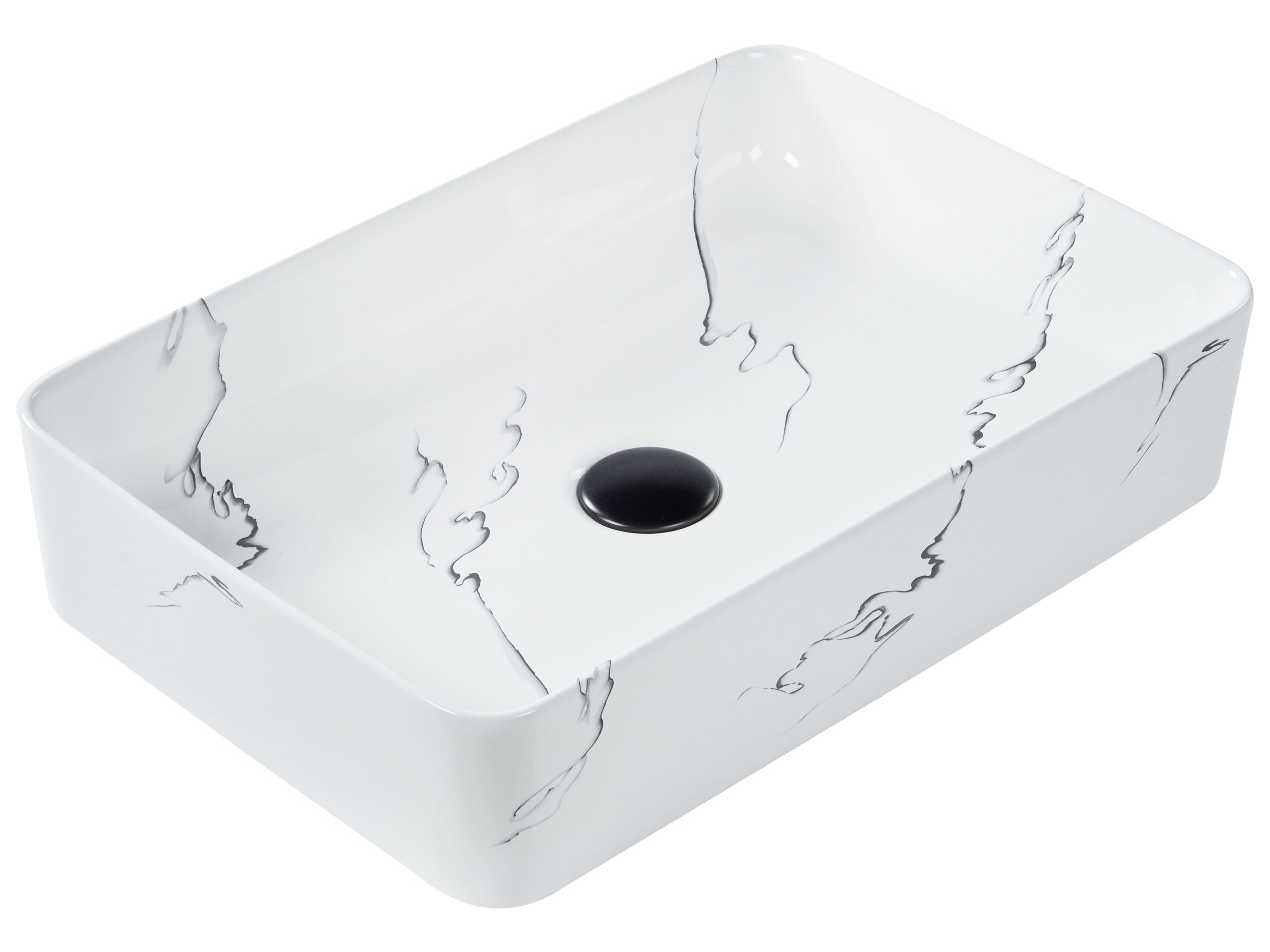 Lavabo sobre encimera hopi 51 x 34 cm cerámica mármol blanco