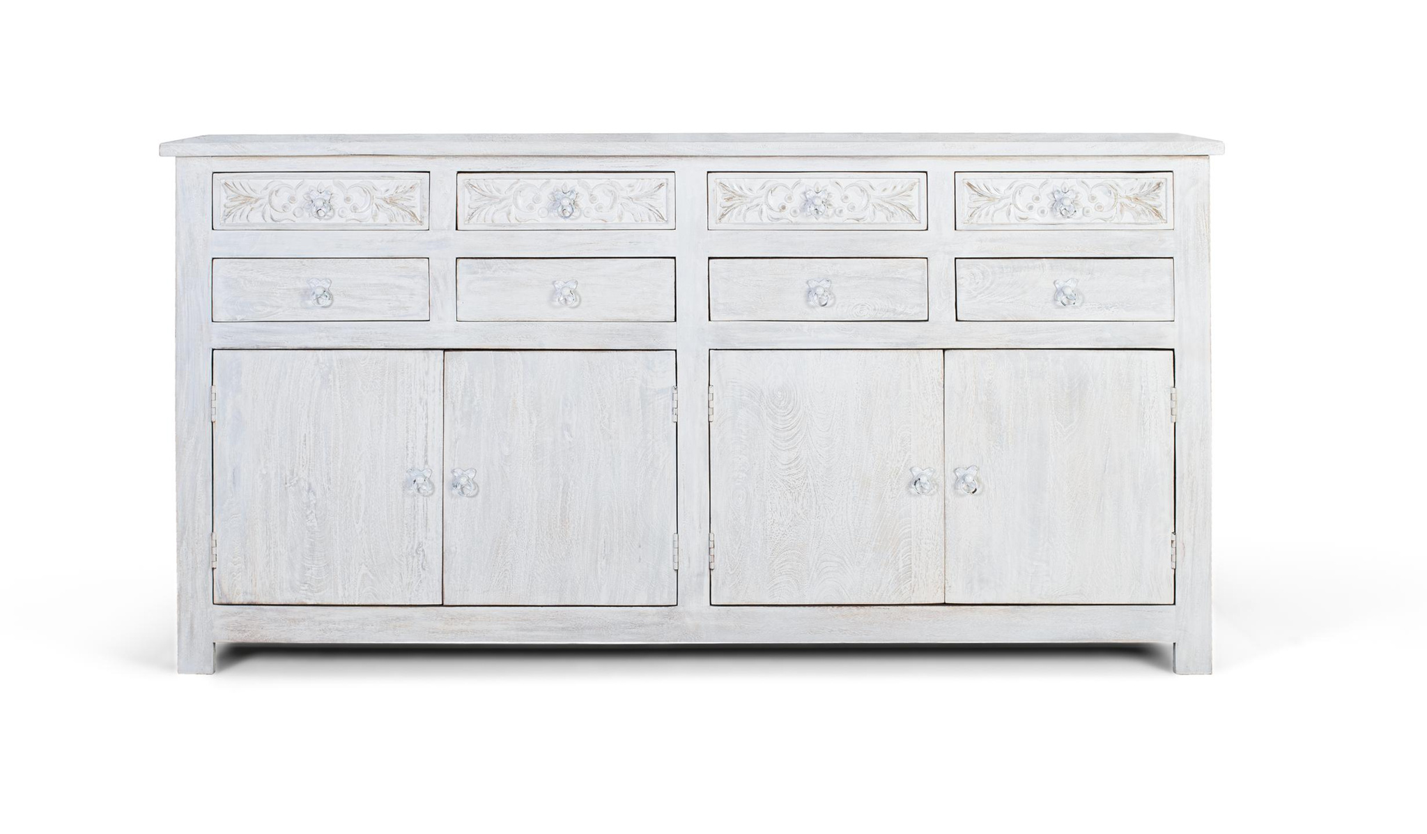 Aparador lahore de madera de mango en color blanco envejecido 200 cm