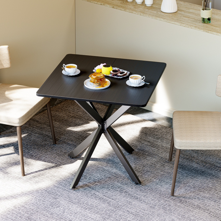 Mesa auxiliar cuadrada para salón oficina metal negro 75x80x80cm